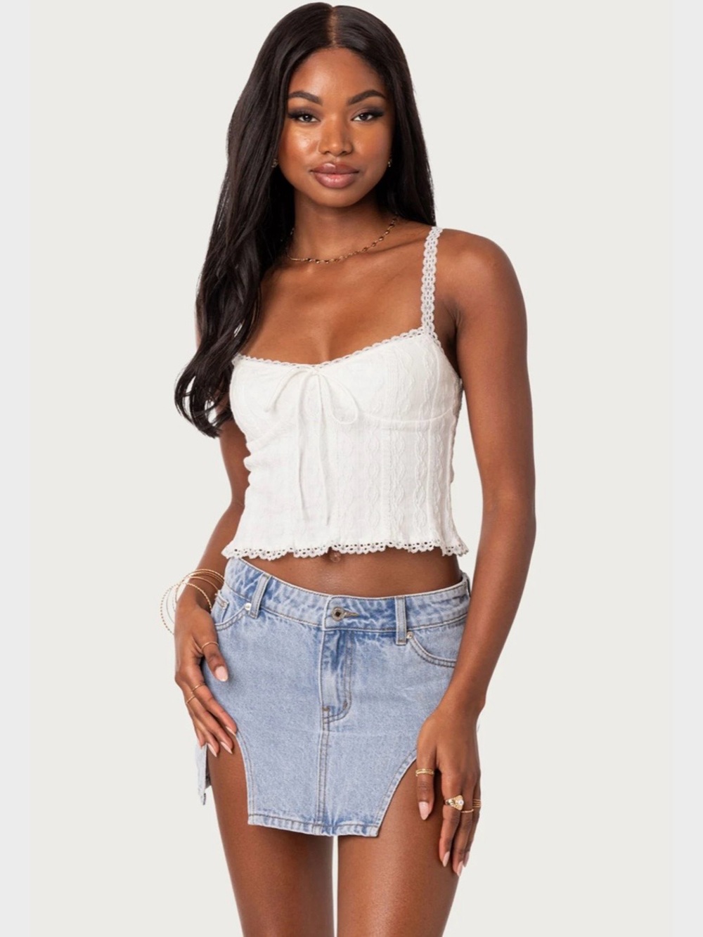 Edikted lacy knit tank top